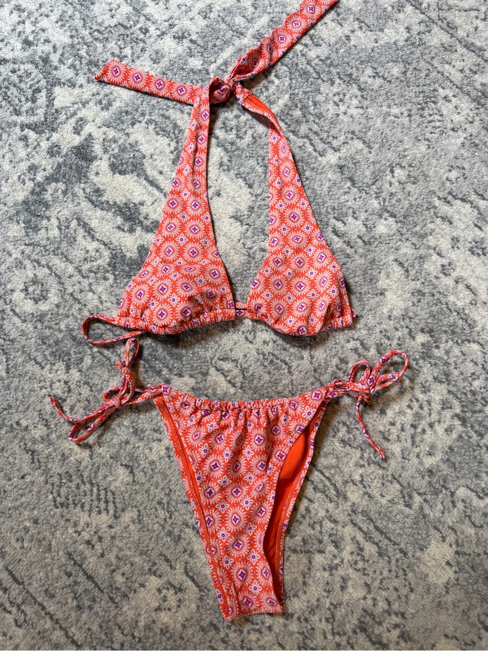 wild fable Orange Patterned Tie-Side Bikini